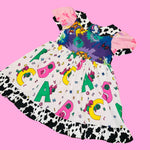 90s Mix Match Print Loose Babydoll Dress(S)