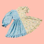 Blue Floral/Blue Zebra Print Asymmetrical Split Dress (M)