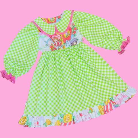 Strawberry Cutie Lace Trimmed Midi Dress (L)