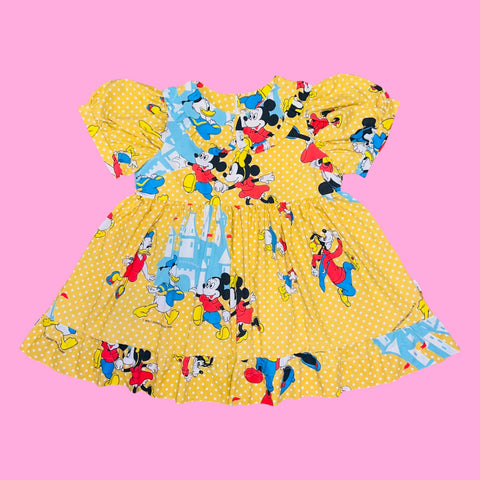 Yellow Polka Dot Castle Fitted Babydoll Dress (3X)